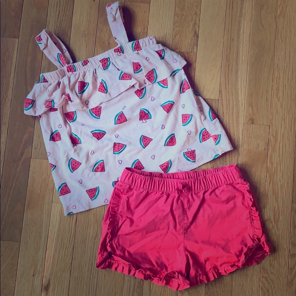 Girls Carter’s watermelon set. Size 6